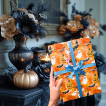Halloween-themed personalised gift wrap