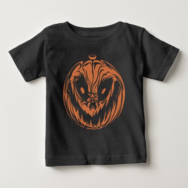 halloween-themed scary pumpkin design baby T-Shirt (Front)