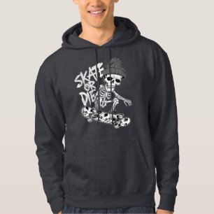 Halloween-Themed Skeleton Skateboarder Art: Styliz Hoodie