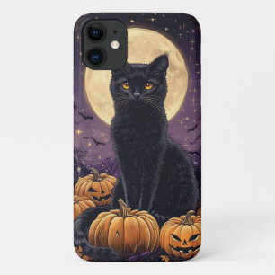 Halloween themed tarot card with a black cat iPhone 11 case