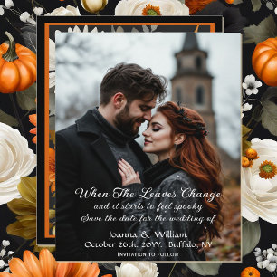 Halloween Themed Wedding Photo Gothic Floral  Save The Date