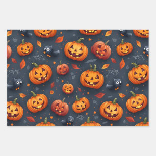 Halloween-themed Wrapping Paper Flat Sheet Set of 