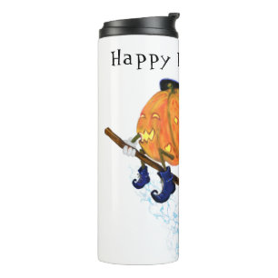 Halloween Thermal Tumbler Witch Pumpkin Flying