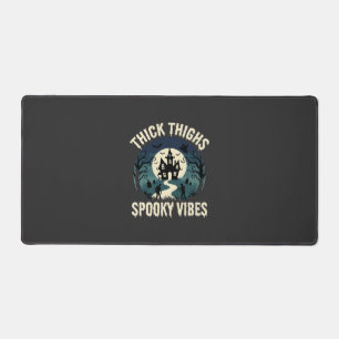Halloween Thick Thighs Spooky Vibes Haunted House Desk Mat