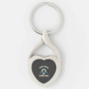 Halloween Thick Thighs Spooky Vibes Haunted House Key Ring