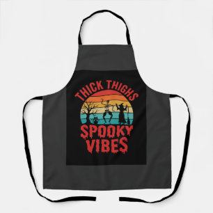 Halloween Thick Thighs Spooky Vibes Skeleton Desig Apron