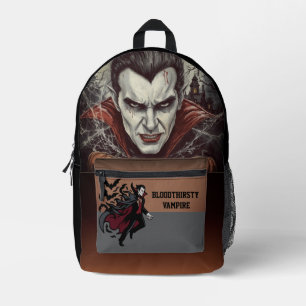 Halloween, Thirsty Vampire , Pumpkin Patch Printe Printed Backpack