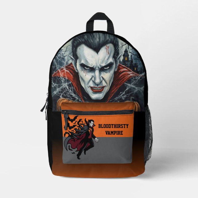 Halloween, Thirsty Vampire , Pumpkin Patch  Printed Backpack (Front)