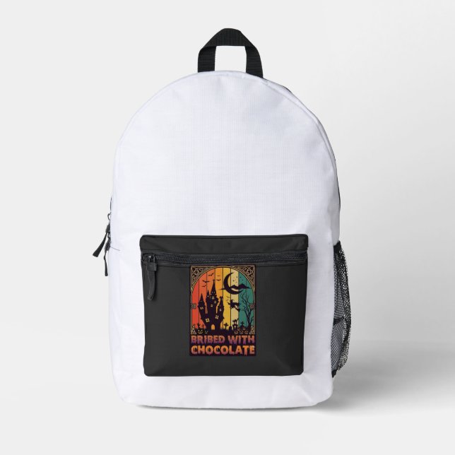 Halloween This Witch Can Be Bribed Chocolate Haunt Printed Backpack (Front)