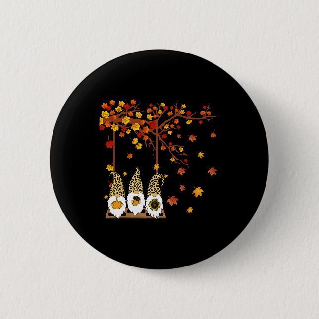 Halloween Three Gnomes Hat Leopard Pumpkin Fall Le 6 Cm Round Badge (Front)