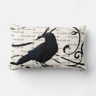 Halloween Throw Pillow-Raven Lumbar Cushion