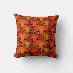 Halloween Throw Pillow-Scary Pumpkins Cushion