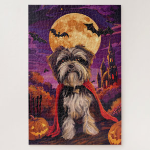 Halloween Tibetan Terrier Vampire Pumpkins Scary  Jigsaw Puzzle