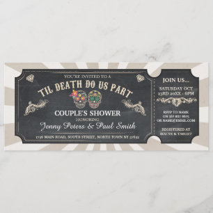 Halloween Ticket Couple's Shower Sugar Skulls Invitation
