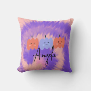 Halloween Tie Dye Pumpkin Hand Drawn Cushion