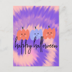 Halloween Tie Dye Pumpkin Hand Drawn  Postcard