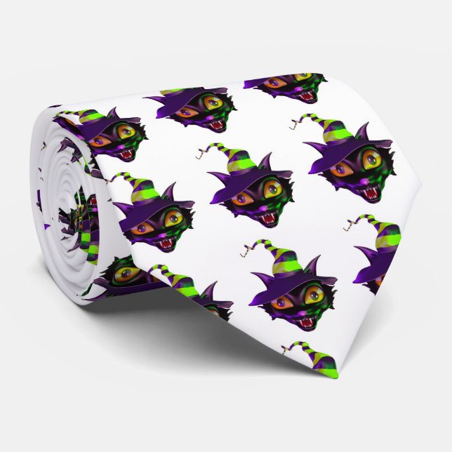 Halloween Tie/Spooky Cat Tie (Rolled)