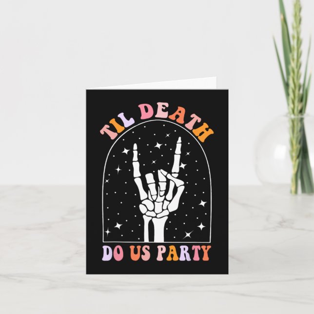 Halloween Til Death Do Us Party Retro Bachelorette Card (Front)