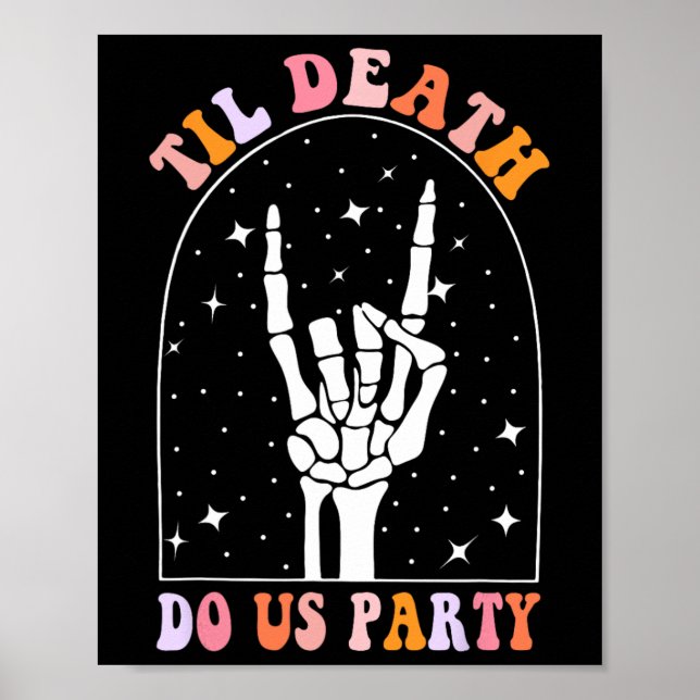 Halloween Til Death Do Us Party Retro Bachelorette Poster (Front)