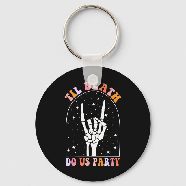 Halloween Til Death Do Us Party Retro Chelorette M Key Ring (Front)