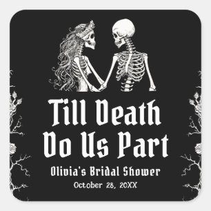 Halloween Till Death Do Us Part Bridal Shower Square Sticker