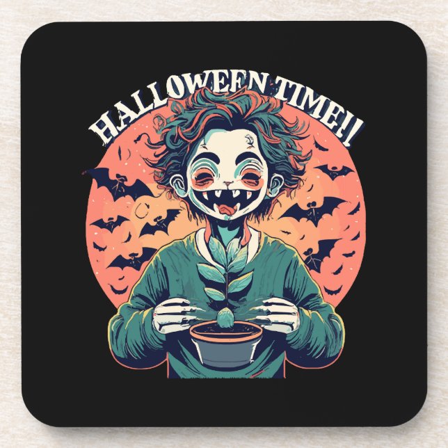 Halloween time, but its actually happy time! coaster (Front)