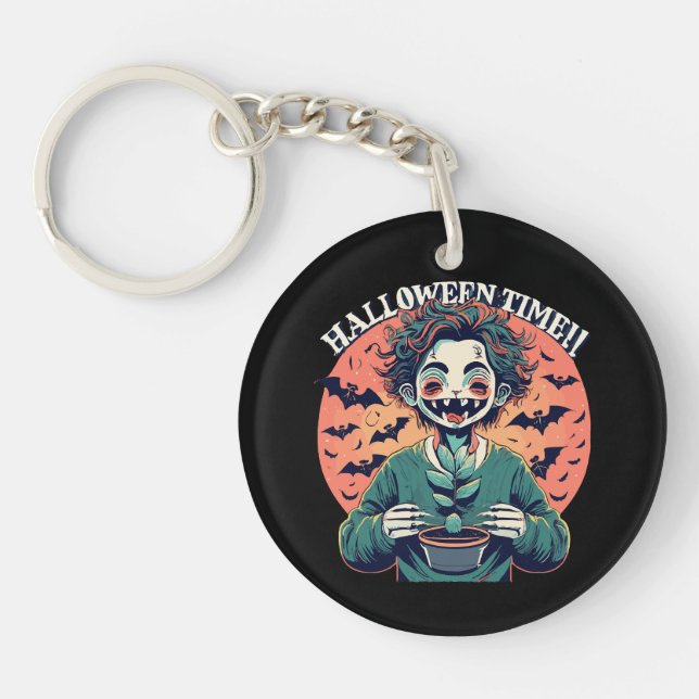 Halloween time, but its actually happy time! key ring (Front)