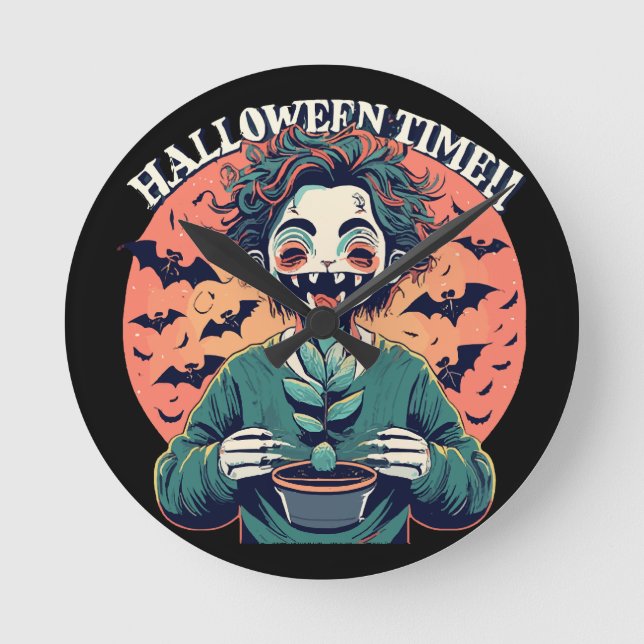 Halloween time, but its actually happy time! round clock (Front)