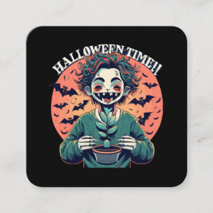 Halloween time, but its actually happy time! square business card