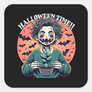 Halloween time, but its actually happy time! square sticker
