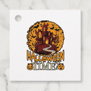 Halloween Time Haunted House Full Moon Pumpkins Favour Tags