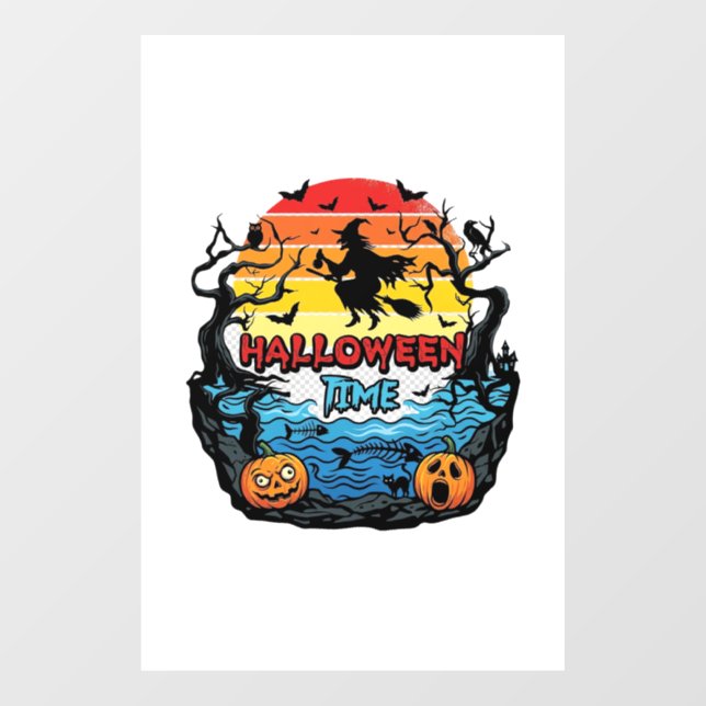 Halloween Time Witch Pumpkins Bats Sunset_1 (Sheet)