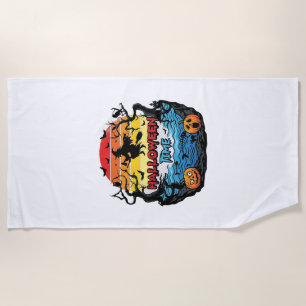 Halloween Time Witch Pumpkins Bats Sunset_1 Beach Towel