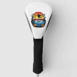 Halloween Time Witch Pumpkins Bats Sunset_1 Golf Head Cover