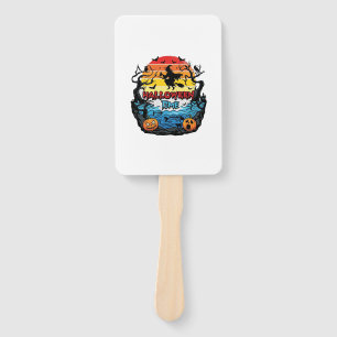 Halloween Time Witch Pumpkins Bats Sunset_1 Hand Fan