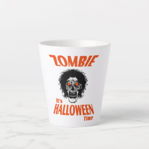 Halloween Time Zombie Face Latte Mug
