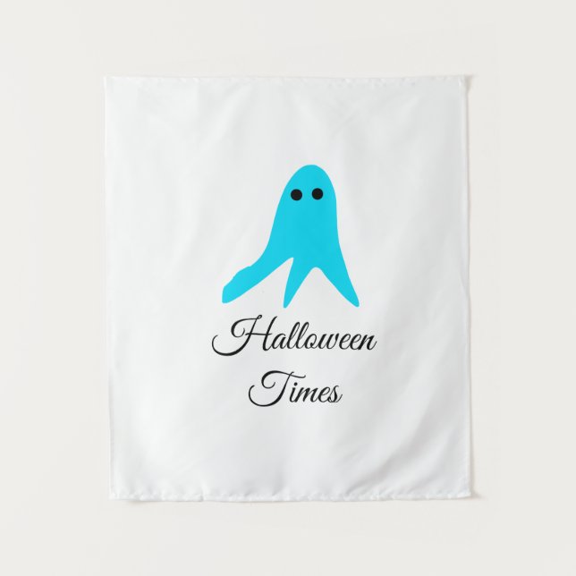 Halloween times blue ghost scribble hand-drawn fal tapestry (Front)