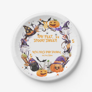 Halloween Tiny Feet, Spooky Sweet Baby Shower  Paper Plate