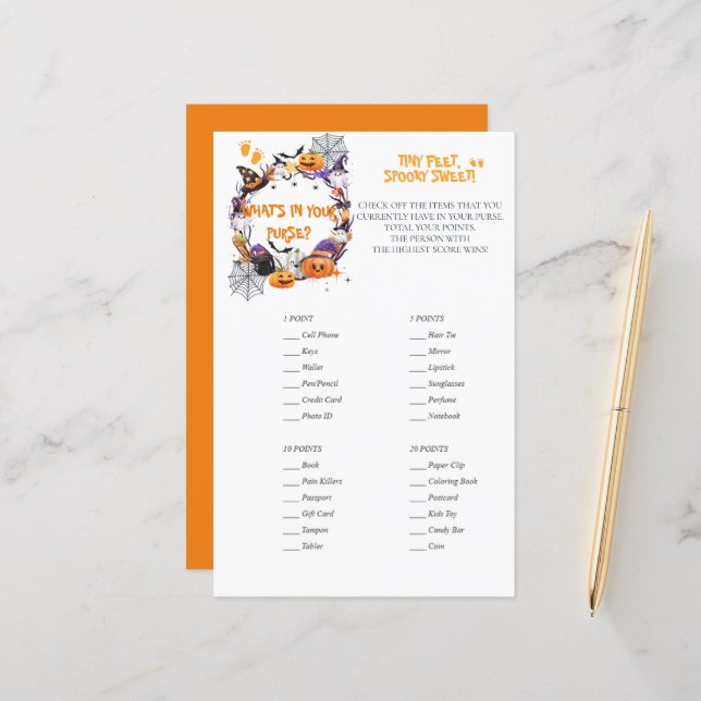 Halloween Tiny Feet, Spooky Sweet Purse Game (Front/Back In Situ)