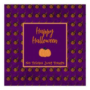 Halloween tiny orange pumpkins trick or treat poster