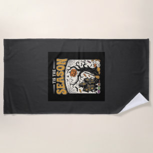 Halloween Tis The Season Haunted House Design_1 Beach Towel