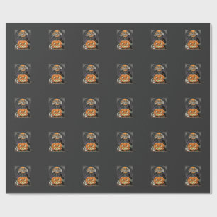 Halloween Tis the Season Pumpkin Cat Design_1 Wrapping Paper