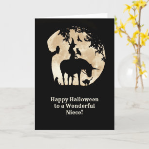 Halloween to Niece with Witch and Familiars  Card