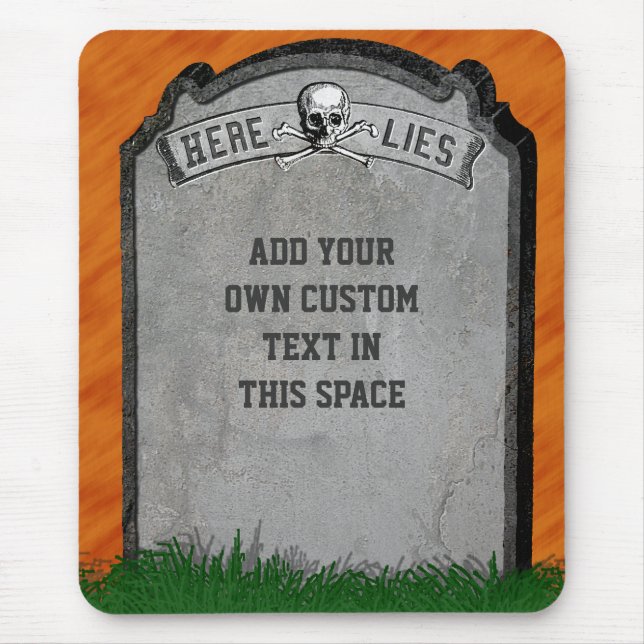 Halloween Tombstone Grave Skull Crossbones Mouse Pad (Front)