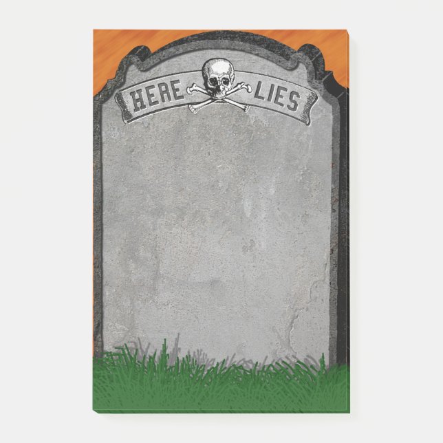 Halloween Tombstone Grave Skull Crossbones Post-it Notes (Front)