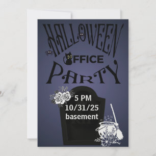 Halloween Tombstone Purple Office Party Invitation