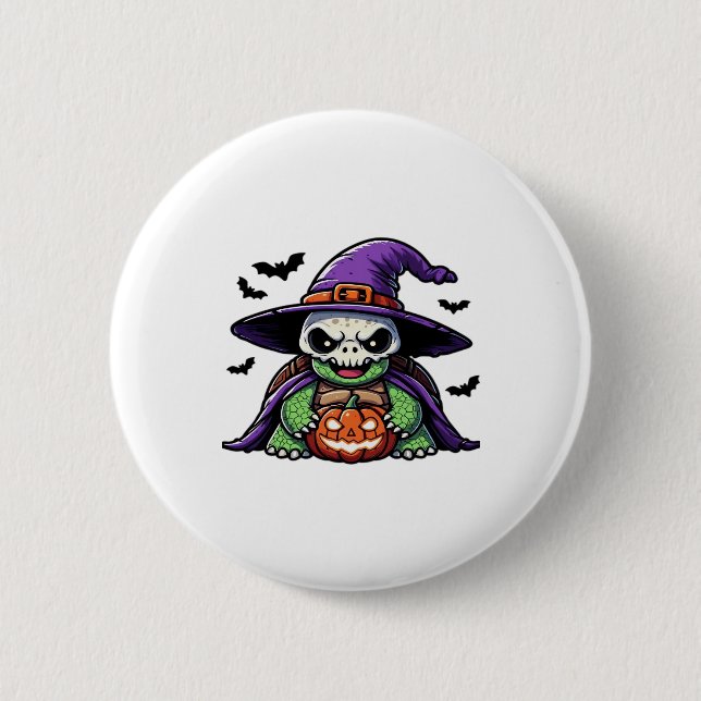 Halloween Tortoise Turtle Witch Hat Costume Spooky 6 Cm Round Badge (Front)