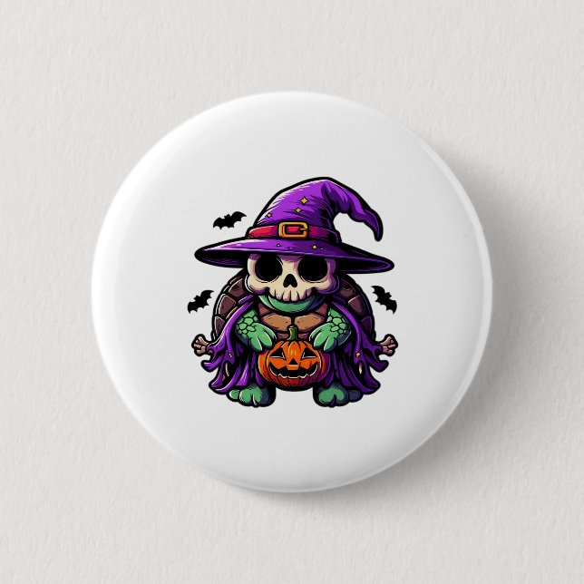 Halloween Tortoise Turtle Witch Hat Costume Spooky 6 Cm Round Badge (Front)