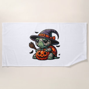 Halloween Tortoise Turtle Witch Hat Costume Spooky Beach Towel