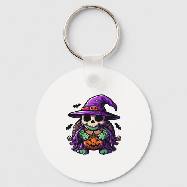 Halloween Tortoise Turtle Witch Hat Costume Spooky Key Ring (Front)